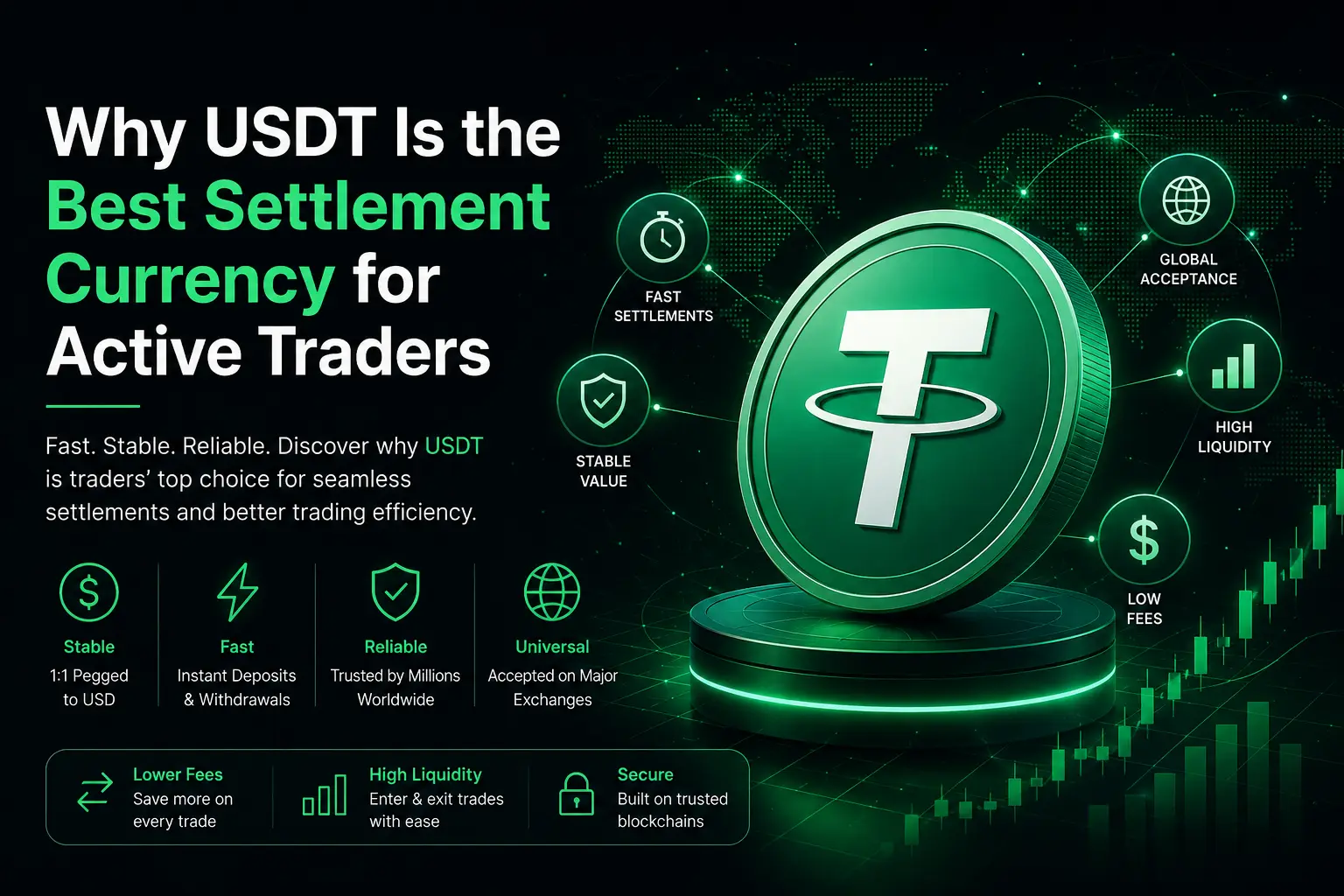 USDT logo with global network lines